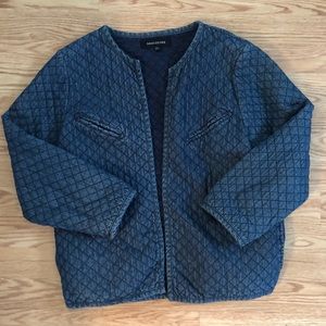 Quilted Denim Collarless Jacket size Medium
